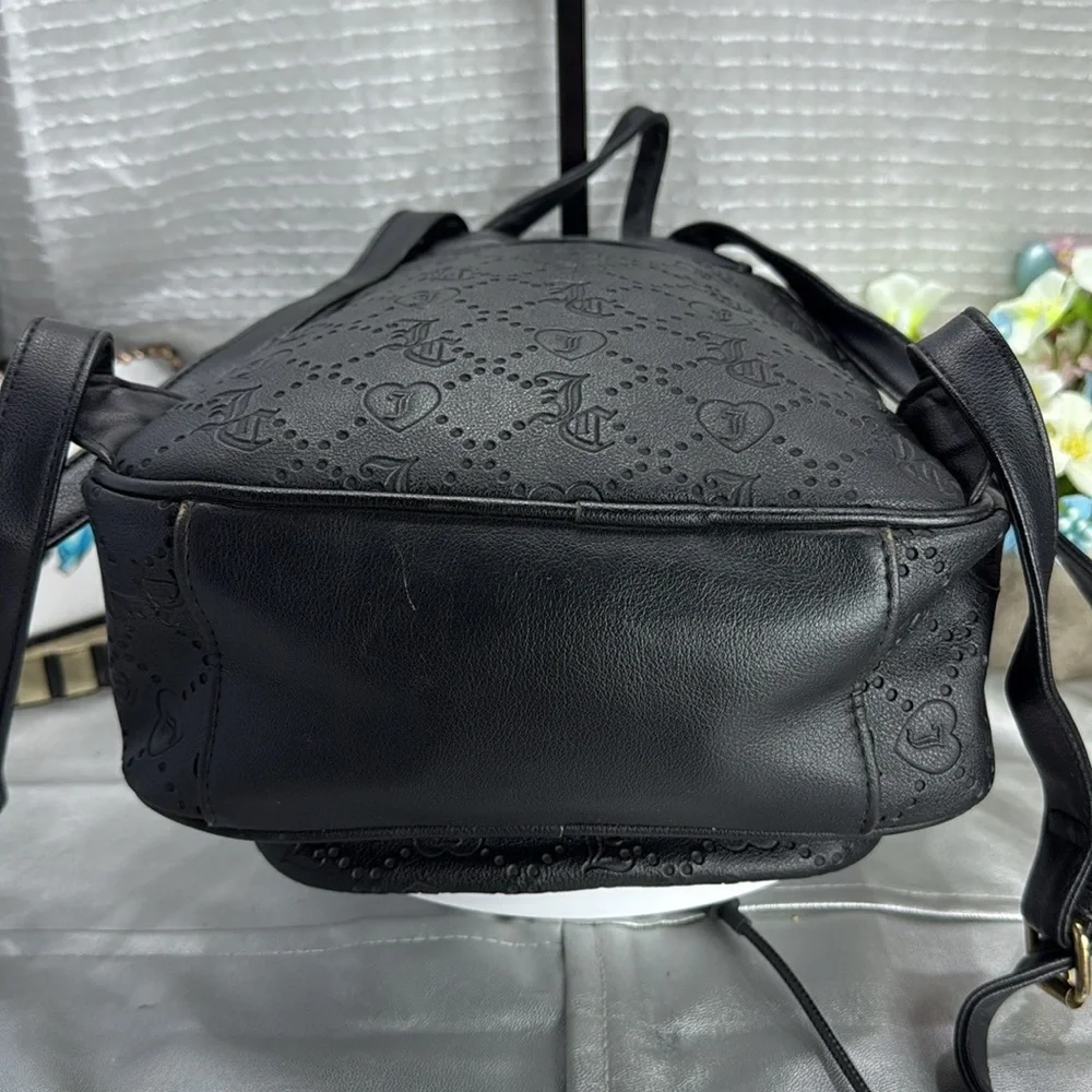 (E4) Juicy Couture Black Backpack with Gold Accents - Picture 8 of 16
